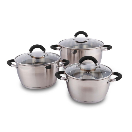 Set X 3 Ollas Con Tapa Acero Inox 18Cm 20Cm 24Cm