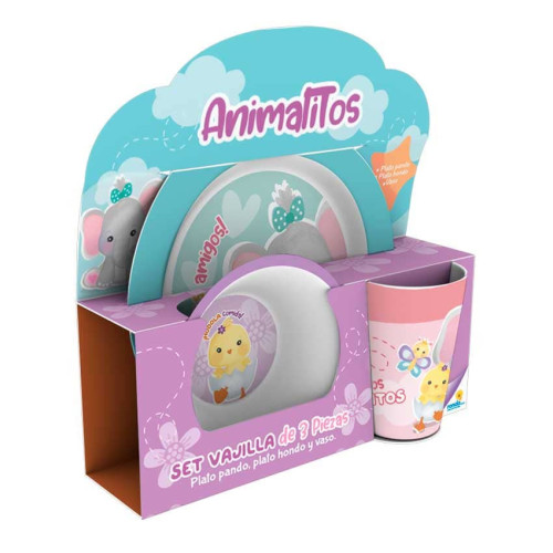 Set Vajilla 3 Pzas Animalitos