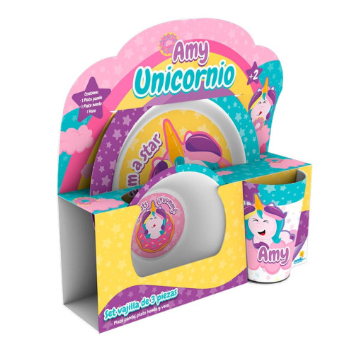 Set Vajilla 3 Pzas Unicornio