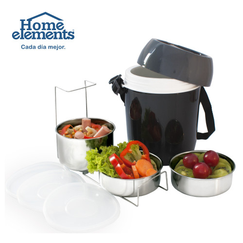 TERMO COMIDA  2,0L 3 RECIPIENTES ACERO INOX MOD HE0924  H.E